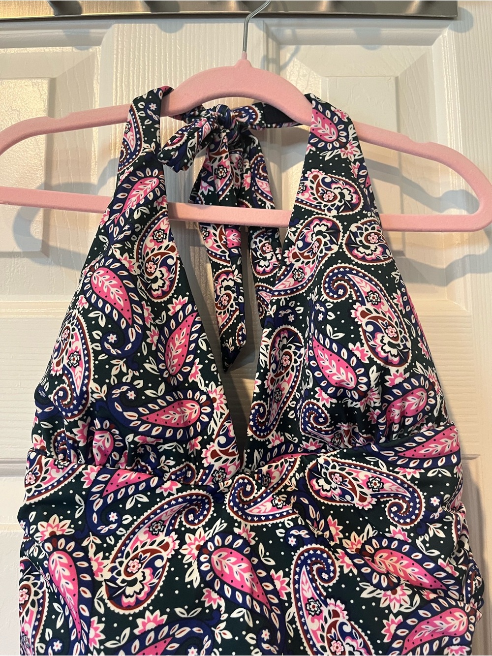Boden Valencia One Piece Swimsuit. Green, blue, pink paisley. Size 6 - Picture 6 of 12